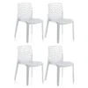 Lot 4 Chaises Ajourées Empilables Blanches - GRUYER -Mobilia Boutique chaise 9245603