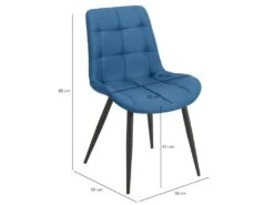 Lot De 4 Chaises En Tissu Bleu Avec Pieds En Métal Noir - JAELLE -Mobilia Boutique chaise 9246661