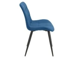 Lot De 4 Chaises En Tissu Bleu Avec Pieds En Métal Noir - JAELLE -Mobilia Boutique chaise 9246663