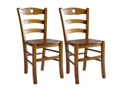 NAPLES - Lot De 2 Chaises TeintĂ© ChĂȘne Et Assises En Bois