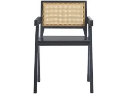 Fauteuil De Table En Bois Et Cannage Noir -Mobilia Boutique chaise 9247107