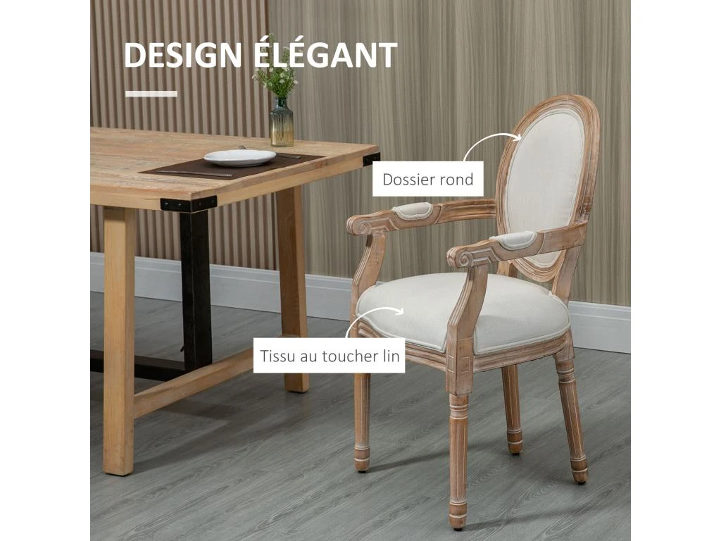 Chaise De Salle à Manger Chaise De Salon Médaillon Style Louis XVI Bois Hévéa Patiné Sculpté Tissu Beige 6 Chaise De Salle à Manger Chaise De Salon Médaillon Style Louis XVI Bois Hévéa Patiné Sculpté Tissu Beige – Image 4