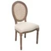 Chaise De Table En Coton Beige Lin Et Bois Blanchi Avec Dossier Cannage -Mobilia Boutique chaise 9247277