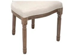 Chaise De Table En Coton Beige Lin Et Bois Blanchi Avec Dossier Cannage -Mobilia Boutique chaise 9247283