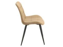 Lot De 4 Chaises En Tissu Jaune Pâle Pieds En Métal Noir - JAELLE -Mobilia Boutique chaise 9248817