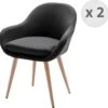 CANCUN - Chaise Scandinave Tissu Gris Anthracite Pieds Métal Effet Bois (x2) -Mobilia Boutique chaise 9249375