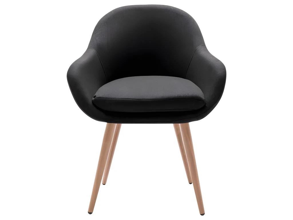 CANCUN - Chaise Scandinave Tissu Gris Anthracite Pieds Métal Effet Bois (x2) 7 CANCUN - Chaise Scandinave Tissu Gris Anthracite Pieds Métal Effet Bois (x2) – Image 5