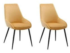 Lot De 2 Chaises En Velours Jaune Pieds En Métal Noir - JAZZY