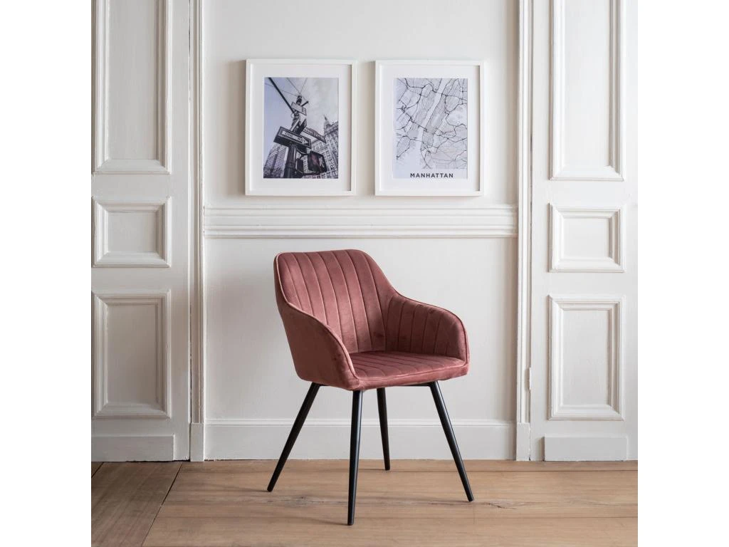 Chaise En Velours BERTILLE Rose - HAPPY GARDEN 3 Chaise En Velours BERTILLE Rose - HAPPY GARDEN