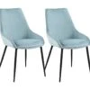 Lot De 2 Chaises En Velours Bleu Et Piètement En Métal Noir - JAZZY -Mobilia Boutique chaise 9252289