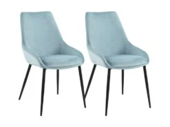 Lot De 2 Chaises En Velours Bleu Et Piètement En Métal Noir - JAZZY