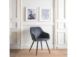 Chaise En Velours BERTILLE Grise - HAPPY GARDEN