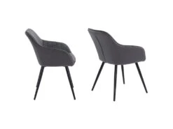 Chaise En Velours BERTILLE Grise - HAPPY GARDEN -Mobilia Boutique chaise 9252937