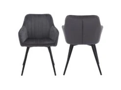 Chaise En Velours BERTILLE Grise - HAPPY GARDEN -Mobilia Boutique chaise 9252939