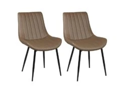 CAROLANN - Lot De 2 Chaises Taupe Métal Et PVC
