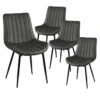 CAROLANN - Lot De 4 Chaises Grises Métal Et PVC 2 CAROLANN - Lot De 4 Chaises Grises Métal Et PVC -Mobilia Boutique chaise 9279777
