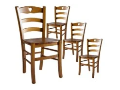 NAPLES - Lot De 4 Chaises TeintĂ© ChĂȘne Et Assises En Bois