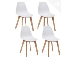 Lot De 4 Chaises Cuisine Style Scandinave NAO (blanc)