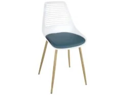Lot De 2 Chaises De Cuisine Retro GEOS (Blanc Bleu) -Mobilia Boutique chaise 9525635
