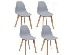 Lot De 4 Chaises Cuisine Style Scandinave NAO (gris)