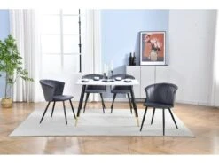 Lot De 2 Chaises De Salle à Manger, Fauteuil Scandinave, Assise Et Dossier Rembourrée En Velours Gris Foncé, Largeur D'assise 45 Cm, Pieds En Métal Noir, Charge 110 Kg, Pour Salon, Chambre à Coucher, Cuisine, Bureau -Mobilia Boutique chaise 9526145