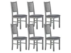 MELINA - Lot De 6 Chaises Bois Massif Gris