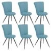 PARIL - Lot De 6 Chaises Matelassées Bleues -Mobilia Boutique chaise 9532045