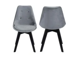 Lot De 4 Chaises En Velours NORA Grises Avec Coussin - HAPPY GARDEN -Mobilia Boutique chaise 9533737