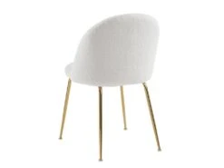 Lot De 6 Chaises - Tissu Bouclette Et Métal Doré - Blanc - MELBOURNE -Mobilia Boutique chaise 9766025