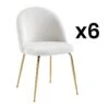 Lot De 6 Chaises - Tissu Bouclette Et Métal Doré - Blanc - MELBOURNE -Mobilia Boutique chaise 9766051