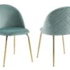 Lot De 2 Chaises - Velours Et Métal Doré - Vert Sauge - MELBOURNE 2 Lot De 2 Chaises - Velours Et Métal Doré - Vert Sauge - MELBOURNE -Mobilia Boutique chaise 9766633