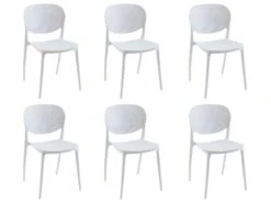 Lot De 6 Chaises Empilables En Polypropylène - Blanc - CARETANE -Mobilia Boutique chaise 9814921