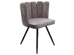 CHARLOTTE - Lot De 4 Chaises Velours Gris -Mobilia Boutique chaise 9830641