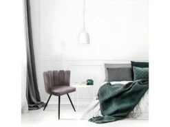 CHARLOTTE - Lot De 6 Chaises Velours Gris -Mobilia Boutique chaise 9830649