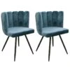CHARLOTTE - Lot De 2 Chaises Velours Bleu -Mobilia Boutique chaise 9830663