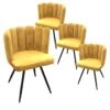 CHARLOTTE - Lot De 4 Chaises Velours Jaune