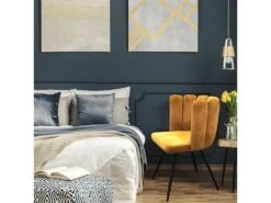 CHARLOTTE - Lot De 4 Chaises Velours Jaune -Mobilia Boutique chaise 9830709