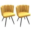 CHARLOTTE - Lot De 2 Chaises Velours Jaune
