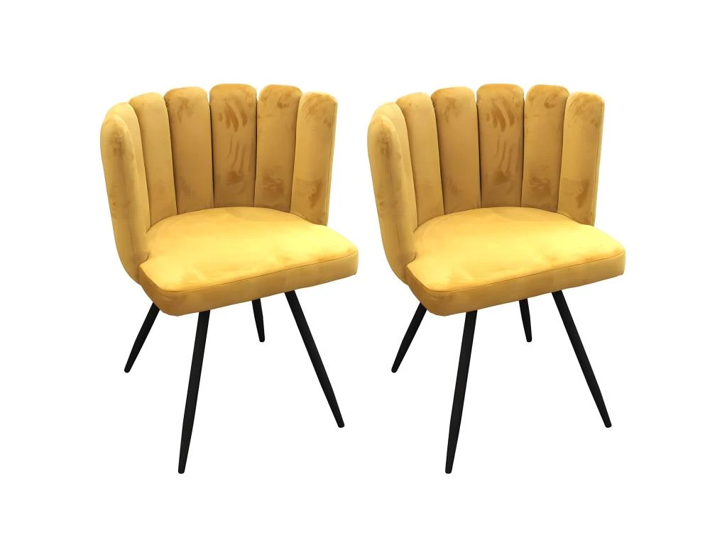 CHARLOTTE - Lot De 2 Chaises Velours Jaune 3 CHARLOTTE - Lot De 2 Chaises Velours Jaune