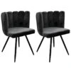 CHARLOTTE - Lot De 2 Chaises Velours Noir -Mobilia Boutique chaise 9830723