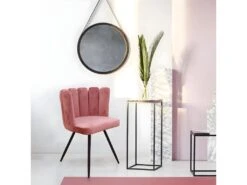 CHARLOTTE - Lot De 6 Chaises Velours Rose -Mobilia Boutique chaise 9830769