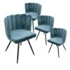 CHARLOTTE - Lot De 4 Chaises Velours Bleu -Mobilia Boutique chaise 9830773