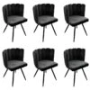 CHARLOTTE - Lot De 6 Chaises Velours Noir -Mobilia Boutique chaise 9830783