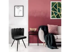 CHARLOTTE - Lot De 6 Chaises Velours Noir -Mobilia Boutique chaise 9830789