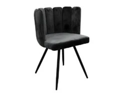 CHARLOTTE - Lot De 6 Chaises Velours Noir -Mobilia Boutique chaise 9830791