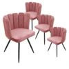 CHARLOTTE - Lot De 4 Chaises Velours Rose -Mobilia Boutique chaise 9830793