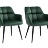 Lot De 2 Chaises Avec Accoudoirs - Velours Et Métal - Vert - PEGA De Pascal MORABITO -Mobilia Boutique ensemble table chaises 423593
