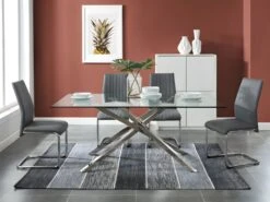 Ensemble Table GLENDA + 4 Chaises MAXINE - Transparent Et Anthracite