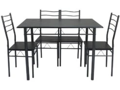 Ensemble De Table Et 4 Chaises Lima Pour Salle à Manger Noir/Gris -Mobilia Boutique ensemble table et chaise 10759939