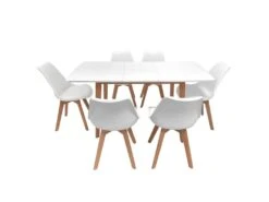 Ensemble Table Extensible 120/160cm HELGA Et 6 Chaises NORA Blanc - HAPPY GARDEN -Mobilia Boutique ensemble table et chaise 10779297
